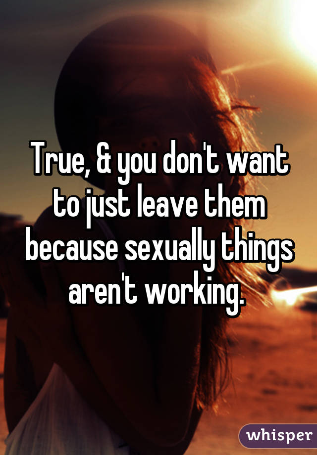 True, & you don't want to just leave them because sexually things aren't working. 