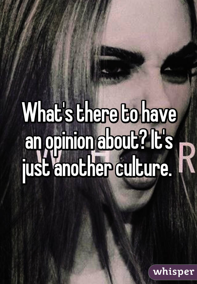 What's there to have an opinion about? It's just another culture. 