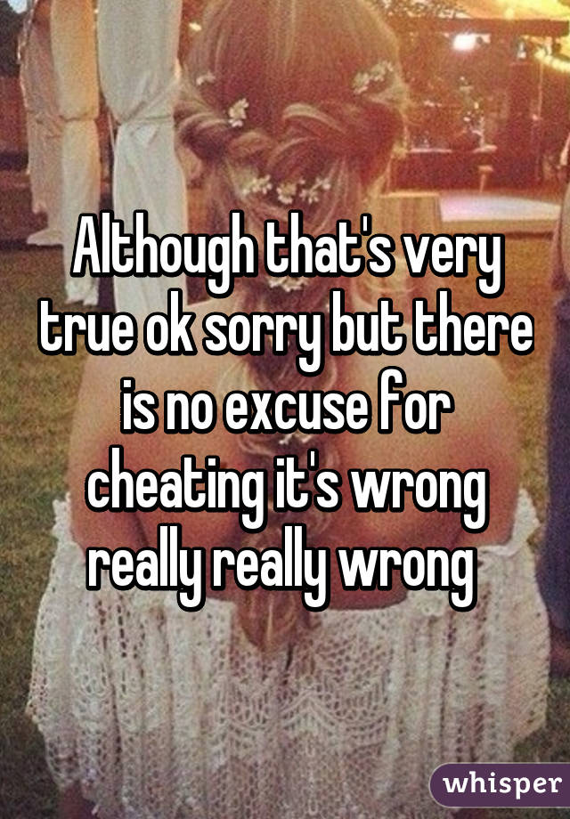 Although that's very true ok sorry but there is no excuse for cheating it's wrong really really wrong 