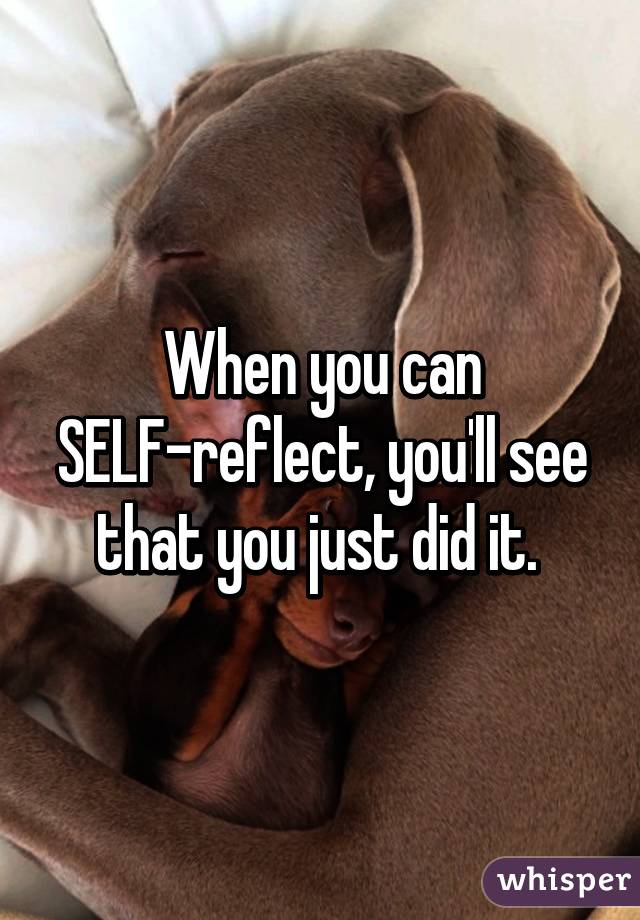 When you can SELF-reflect, you'll see that you just did it. 