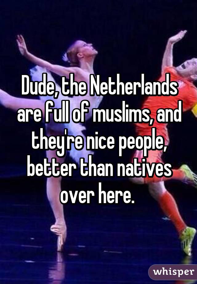 Dude, the Netherlands are full of muslims, and they're nice people, better than natives over here. 