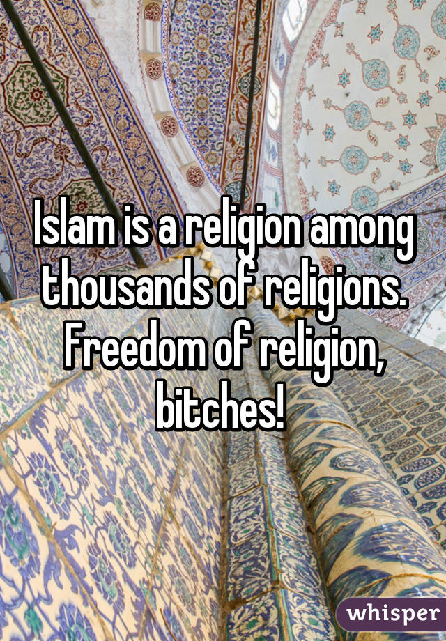 Islam is a religion among thousands of religions. Freedom of religion, bitches! 