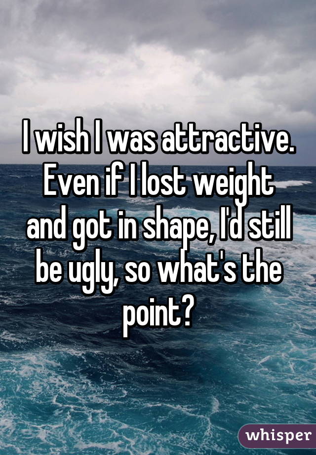 I wish I was attractive. Even if I lost weight and got in shape, I'd still be ugly, so what's the point?