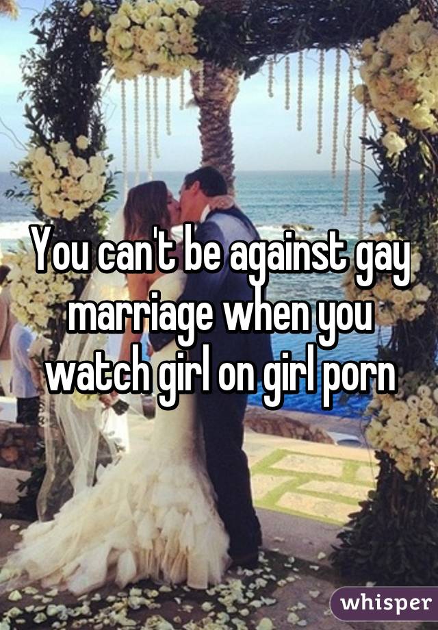 You can't be against gay marriage when you watch girl on girl porn