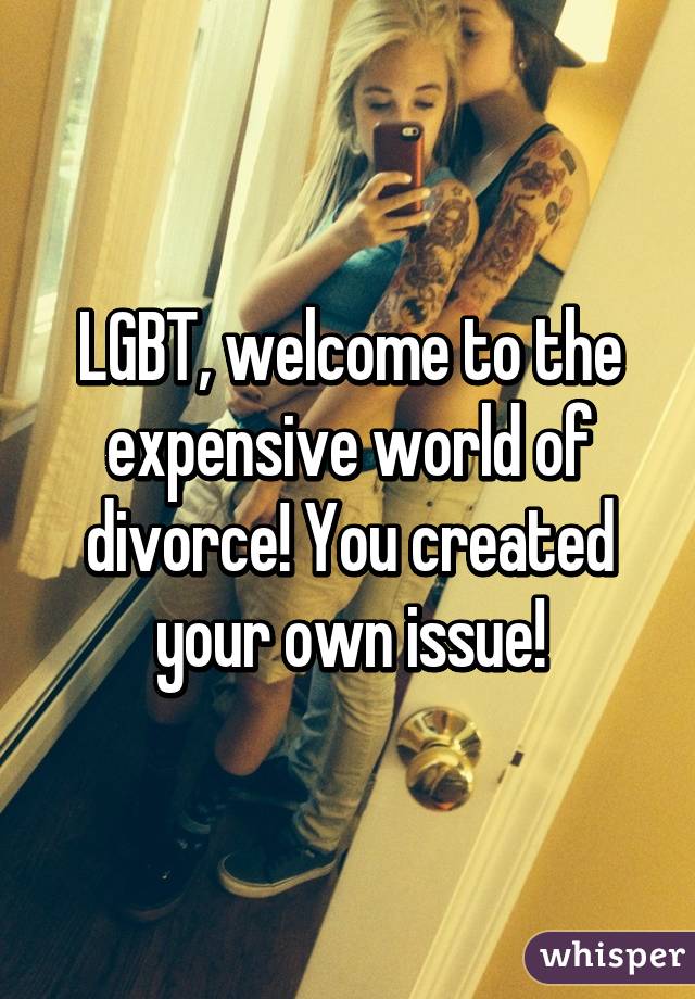 LGBT, welcome to the expensive world of divorce! You created your own issue!