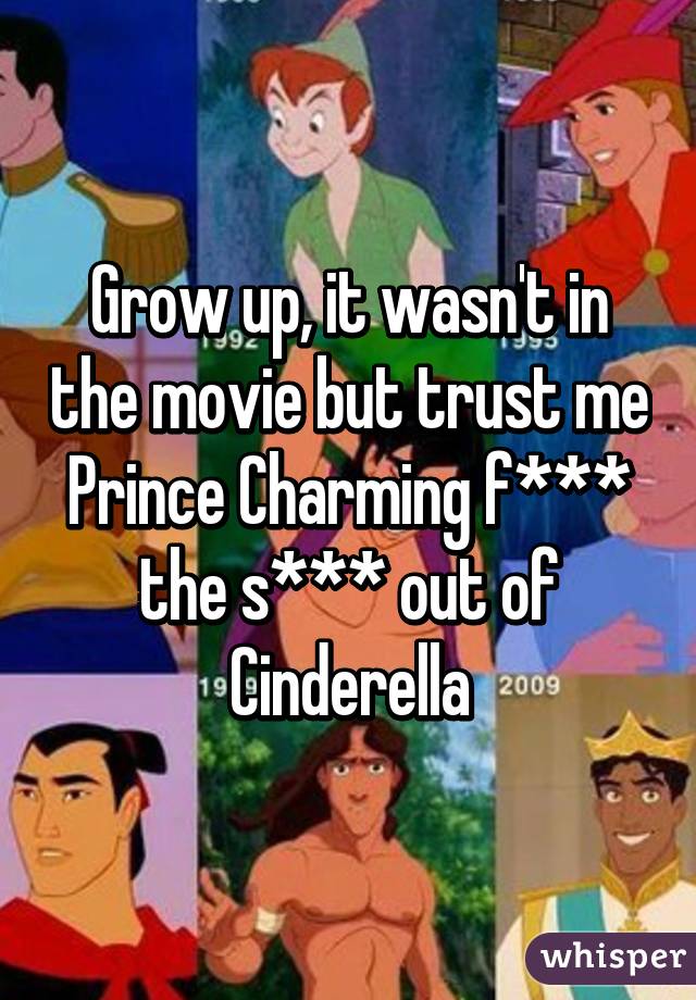 Grow up, it wasn't in the movie but trust me Prince Charming f*** the s*** out of Cinderella