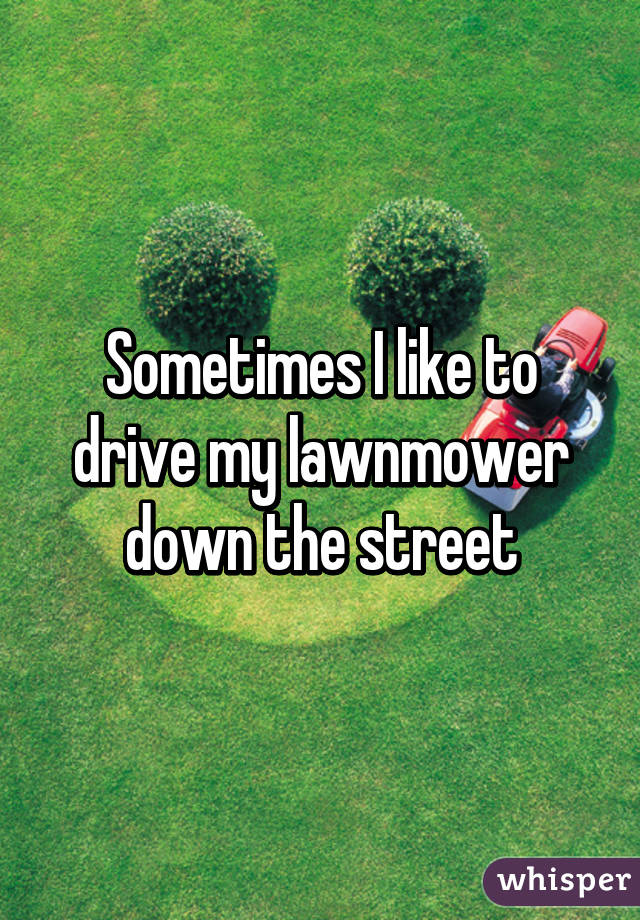 Sometimes I like to drive my lawnmower down the street