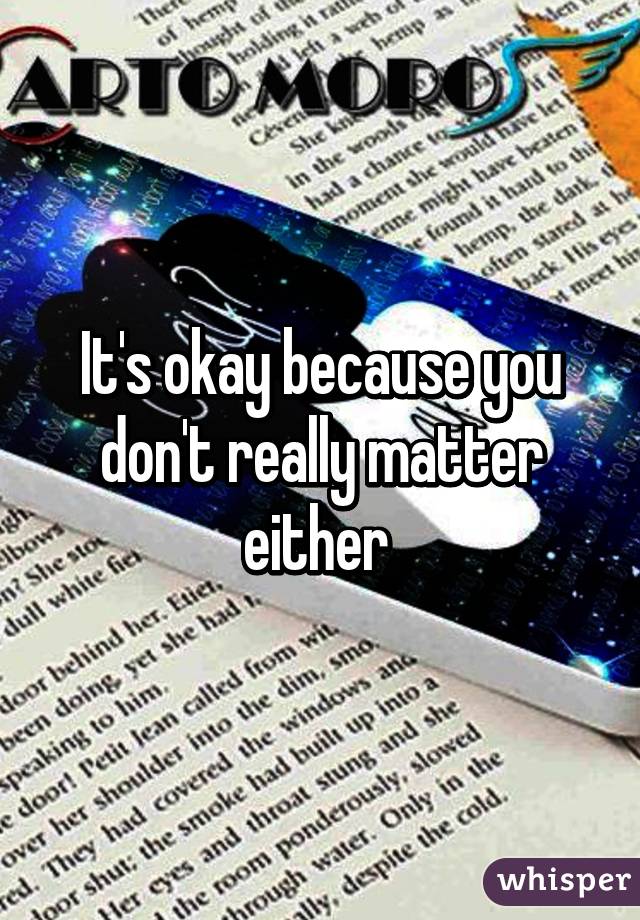 It's okay because you don't really matter either 