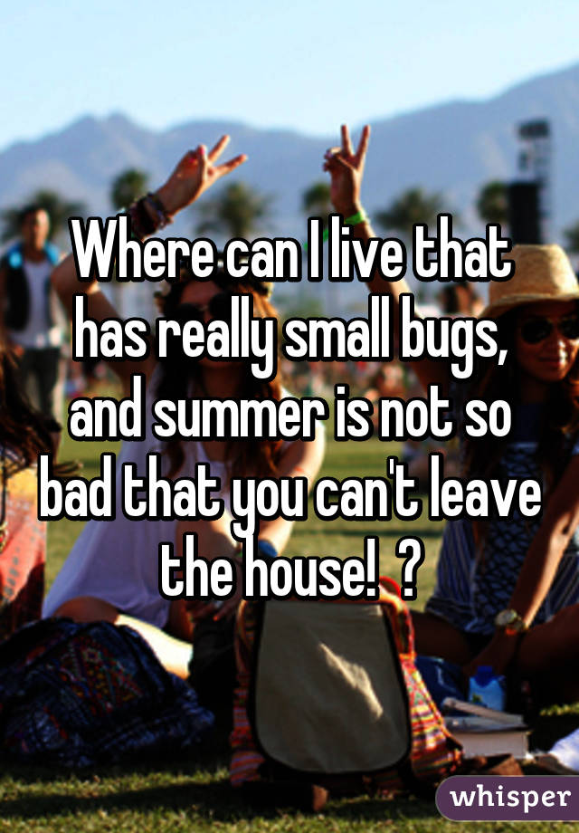 Where can I live that has really small bugs, and summer is not so bad that you can't leave the house!  😕