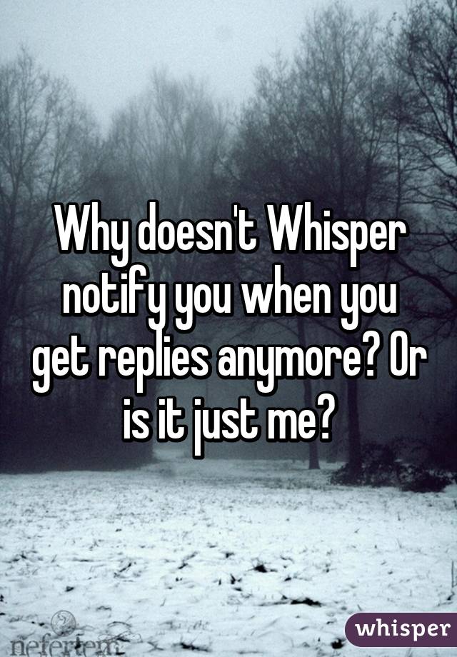 Why doesn't Whisper notify you when you get replies anymore? Or is it just me?