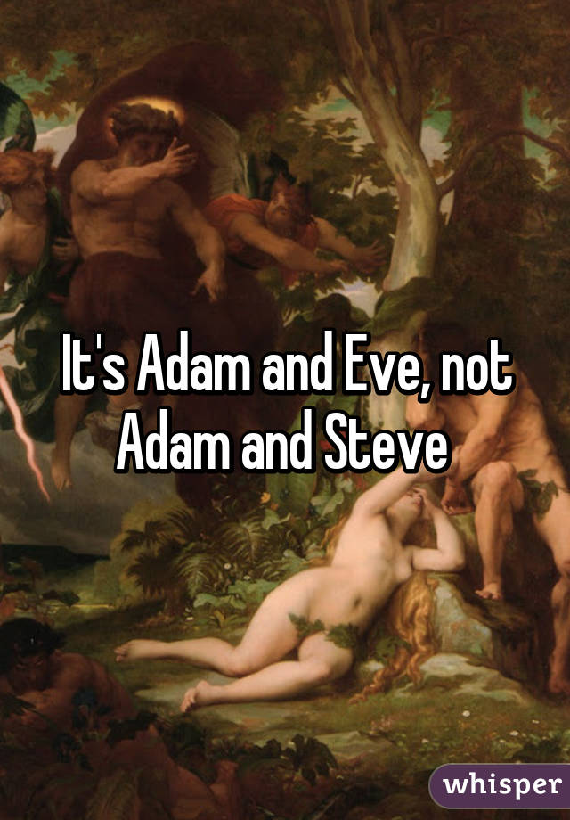 It's Adam and Eve, not Adam and Steve 