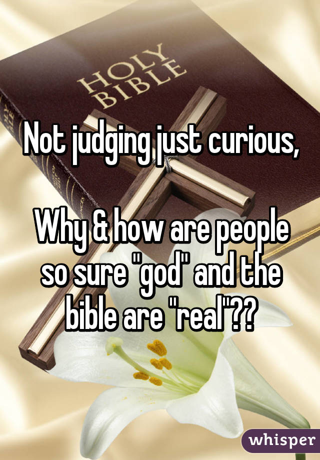 Not judging just curious, 
Why & how are people so sure "god" and the bible are "real"??