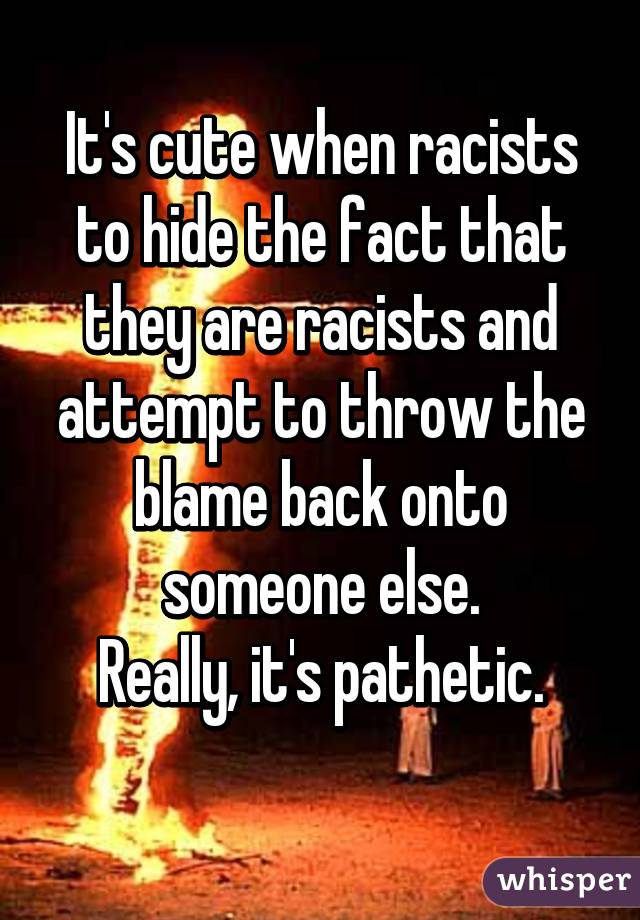 It's cute when racists to hide the fact that they are racists and attempt to throw the blame back onto someone else.
Really, it's pathetic.
