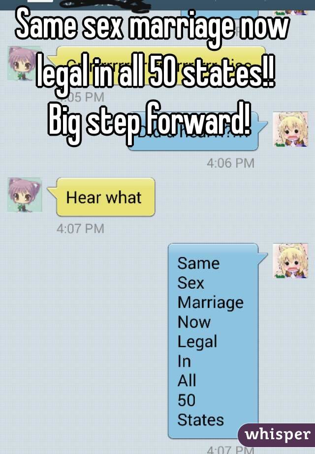 Same sex marriage now legal in all 50 states!!
Big step forward! 