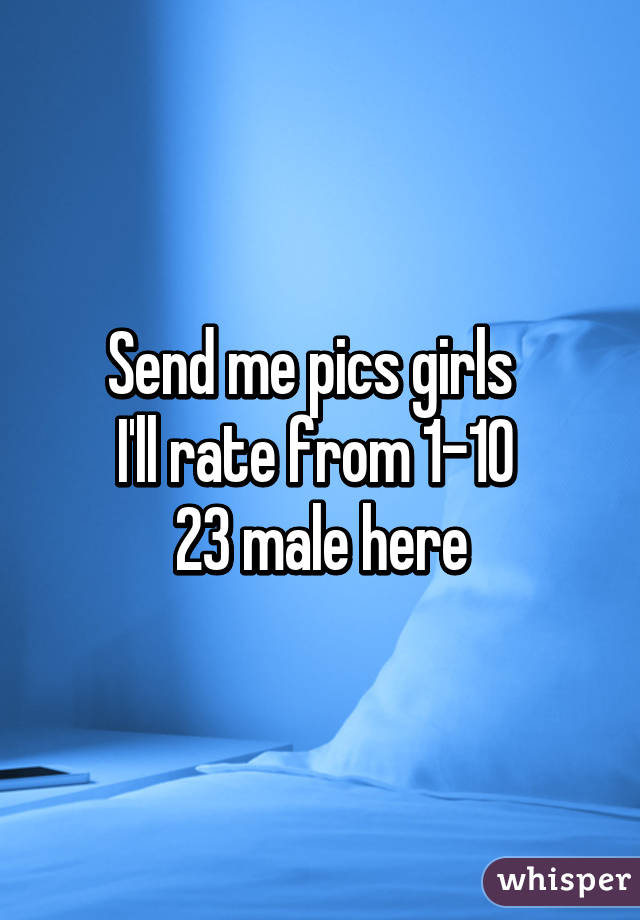 Send me pics girls  
I'll rate from 1-10 
23 male here