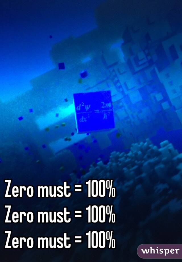 Zero must = 100%
Zero must = 100%
Zero must = 100%