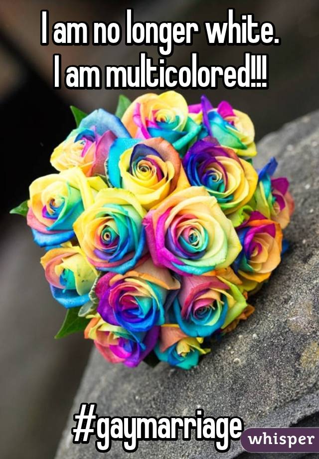 I am no longer white.
I am multicolored!!!







#gaymarriage 