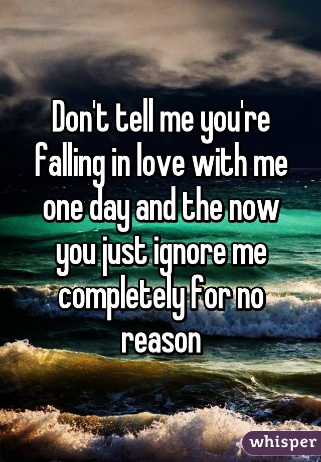 Don't tell me you're falling in love with me one day and the now you just ignore me completely for no reason