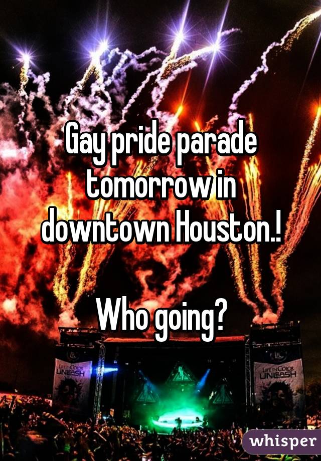 Gay pride parade tomorrow in downtown Houston.!

Who going?