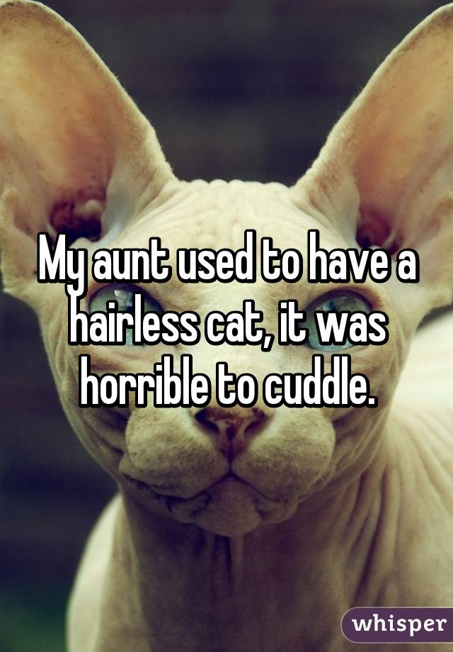 My aunt used to have a hairless cat, it was horrible to cuddle.