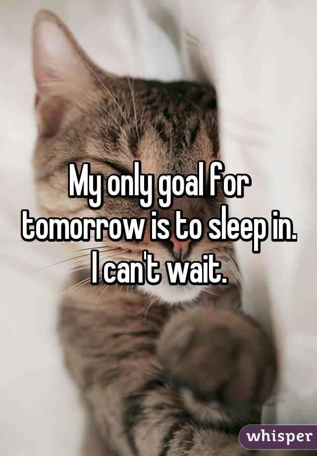 My only goal for tomorrow is to sleep in. I can't wait.