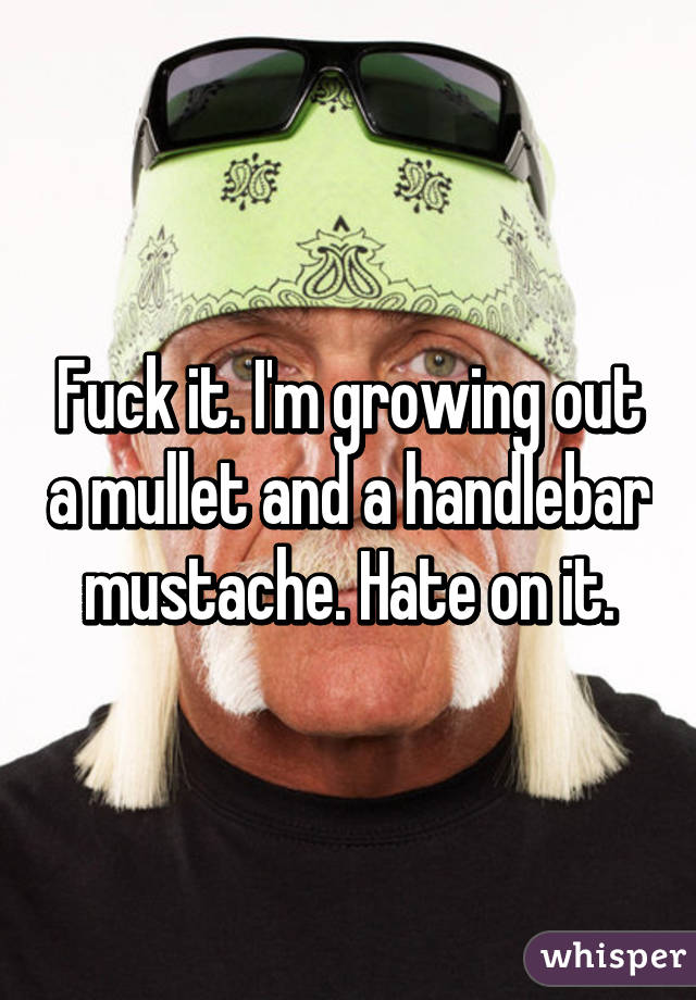 Fuck it. I'm growing out a mullet and a handlebar mustache. Hate on it.