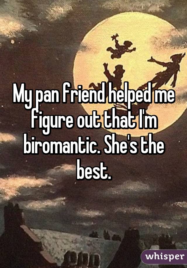 My pan friend helped me figure out that I'm biromantic. She's the best.