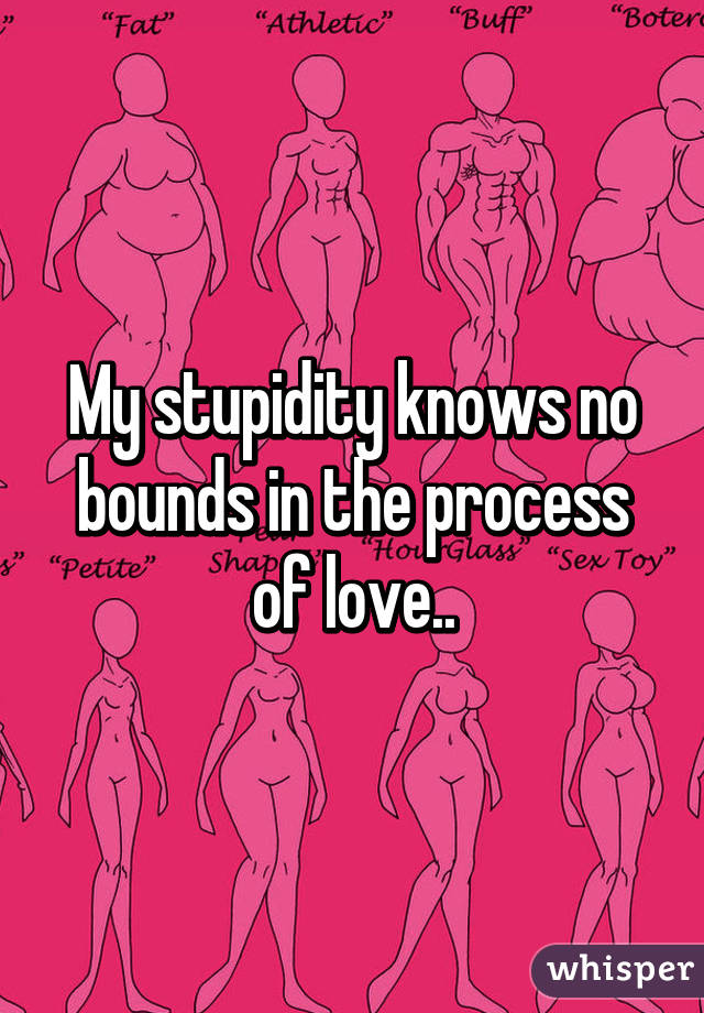 My stupidity knows no bounds in the process of love..