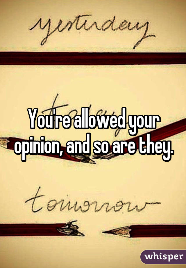 You're allowed your opinion, and so are they.