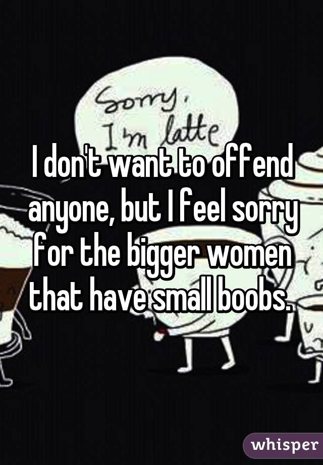 I don't want to offend anyone, but I feel sorry for the bigger women that have small boobs. 