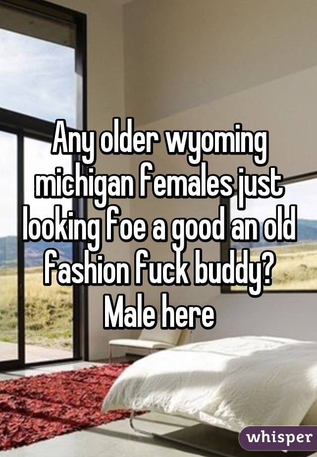 Any older wyoming michigan females just looking foe a good an old fashion fuck buddy? Male here