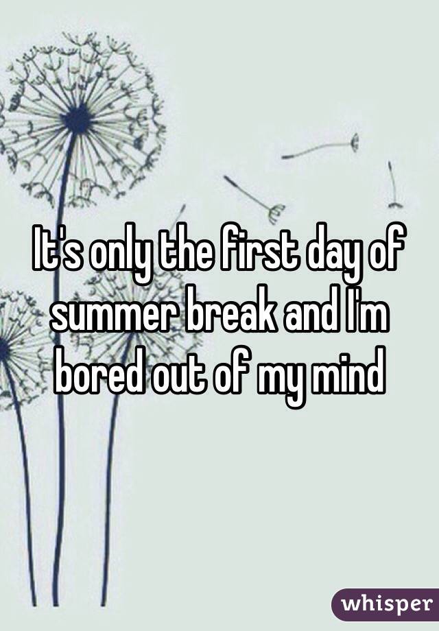 It's only the first day of summer break and I'm bored out of my mind 