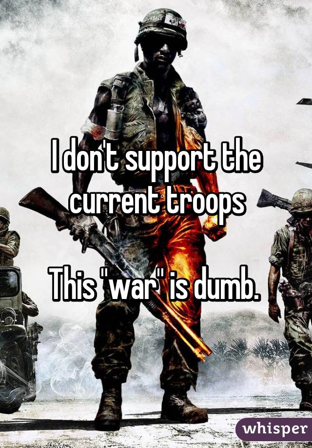 I don't support the current troops

This "war" is dumb. 