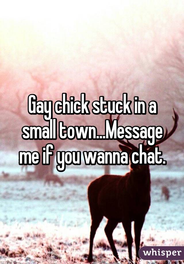 Gay chick stuck in a small town...Message me if you wanna chat.
