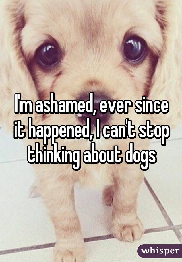 I'm ashamed, ever since it happened, I can't stop thinking about dogs