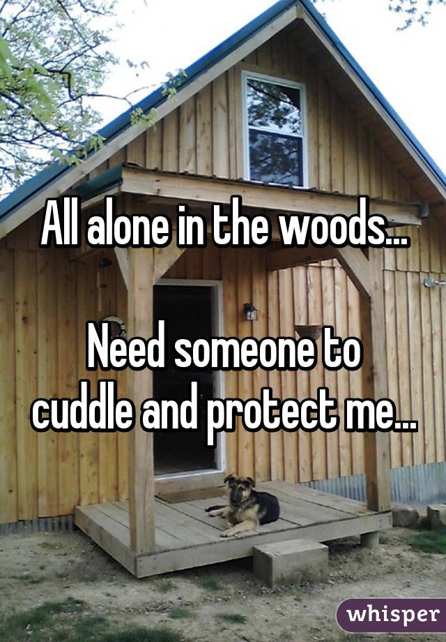 All alone in the woods...

Need someone to cuddle and protect me...