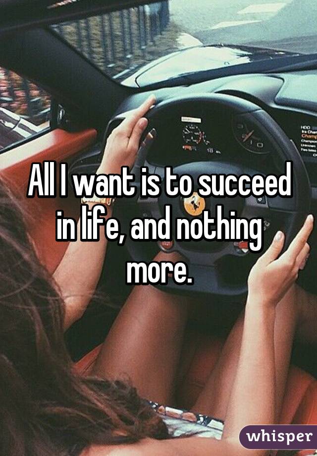 All I want is to succeed in life, and nothing more.