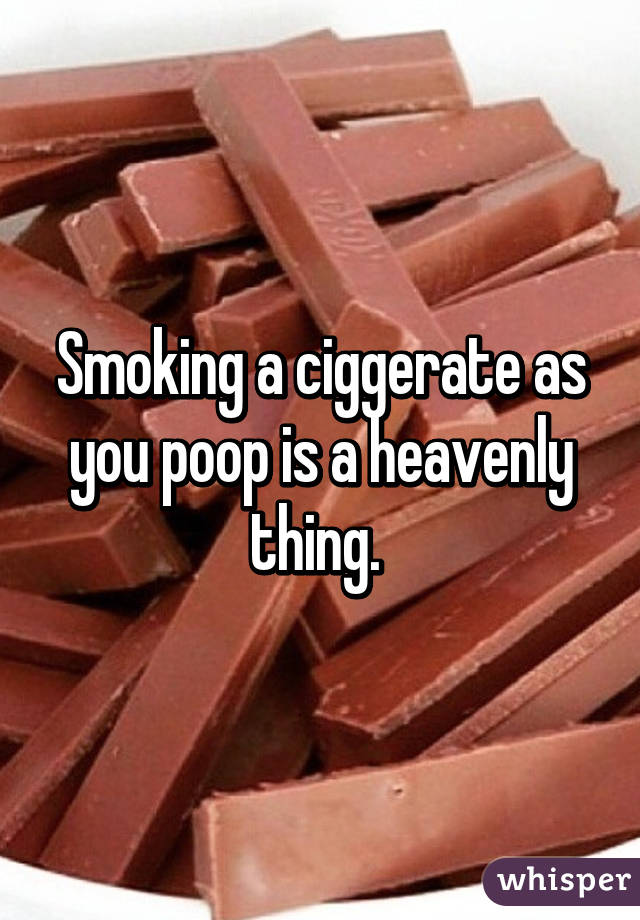 Smoking a ciggerate as you poop is a heavenly thing. 