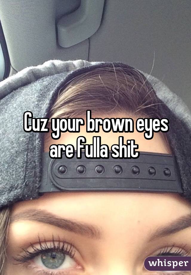Cuz your brown eyes are fulla shit 