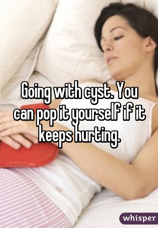 Going with cyst. You can pop it yourself if it keeps hurting.