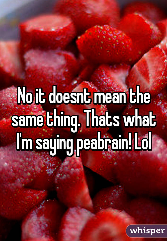 No it doesnt mean the same thing. Thats what I'm saying peabrain! Lol