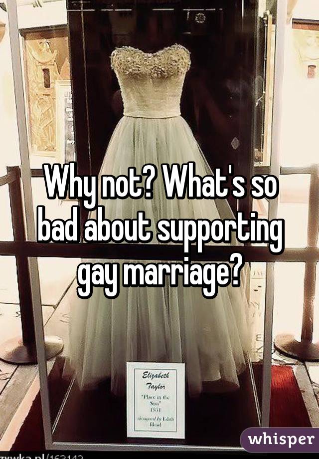 Why not? What's so bad about supporting gay marriage?