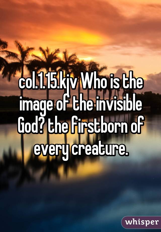 col.1.15.kjv Who is the image of the invisible God? the firstborn of every creature.