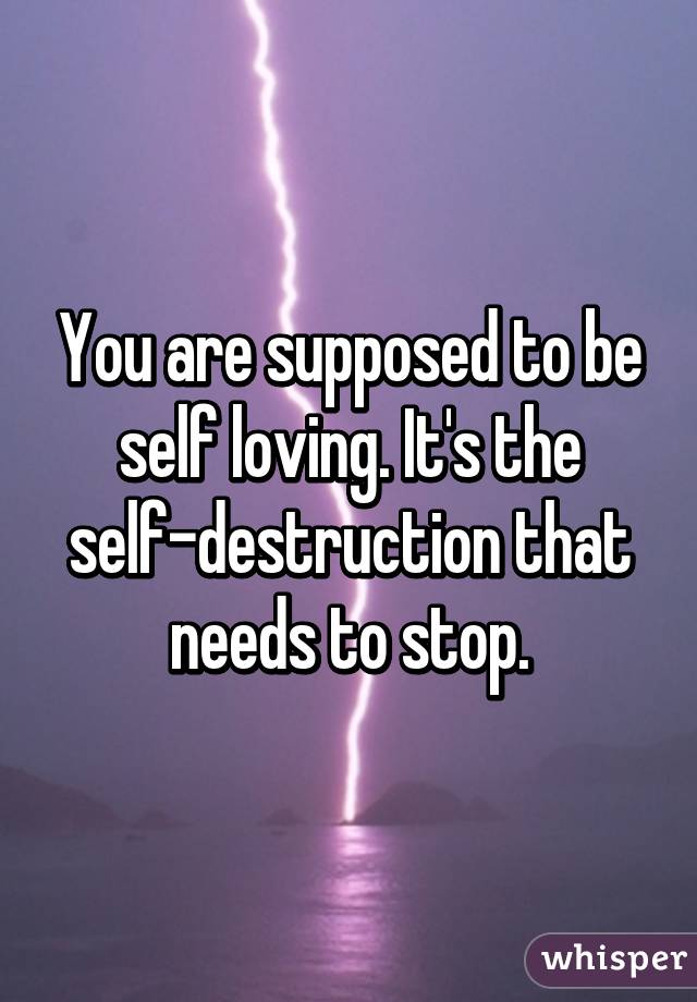 You are supposed to be self loving. It's the self-destruction that needs to stop.