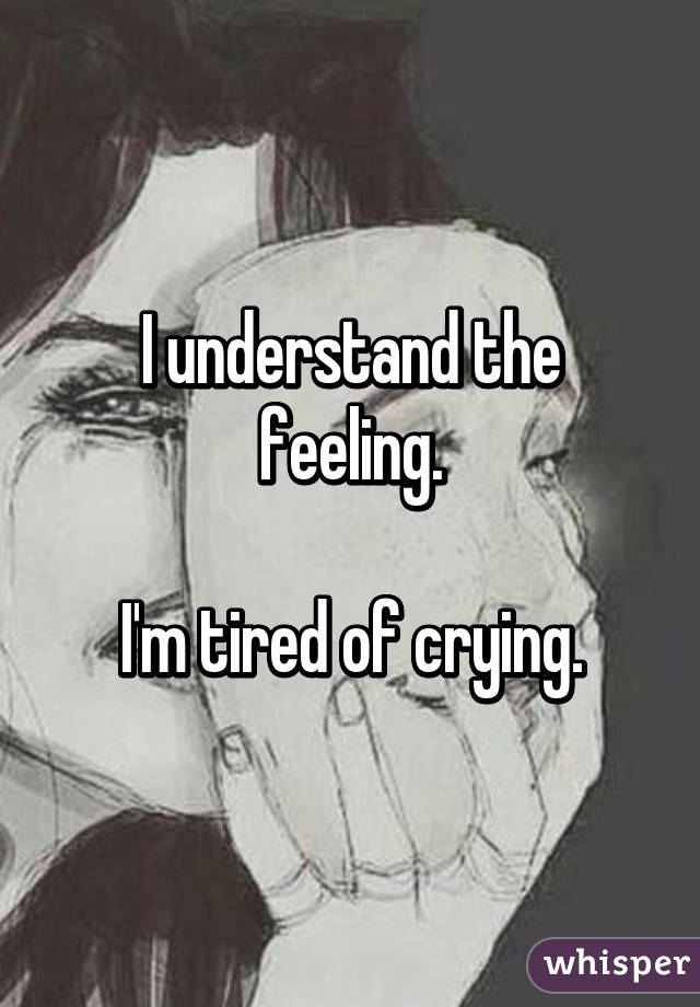 I understand the feeling.

I'm tired of crying.