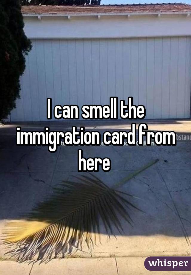 I can smell the immigration card from here 