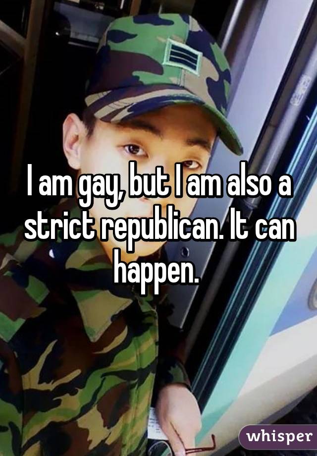 I am gay, but I am also a strict republican. It can happen. 