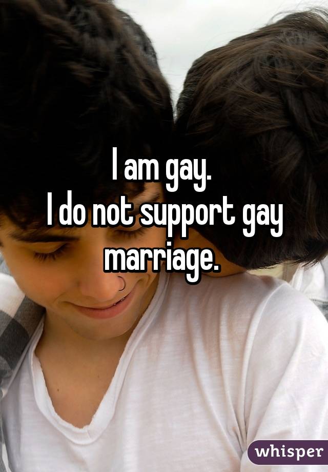 I am gay. 
I do not support gay marriage. 
