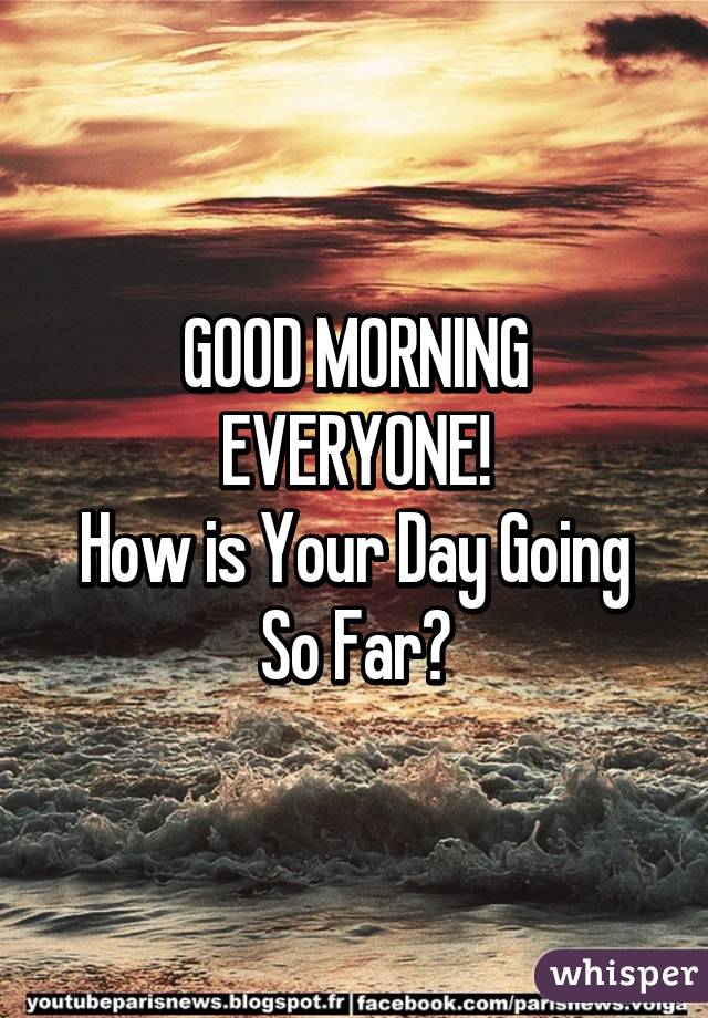 GOOD MORNING EVERYONE!
How is Your Day Going So Far?