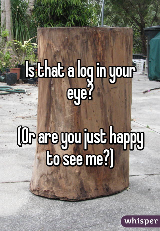 Is that a log in your eye?

(Or are you just happy to see me?)